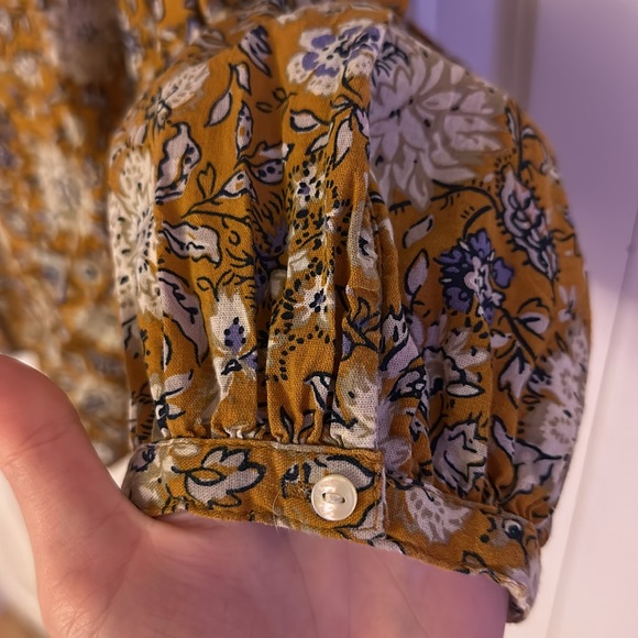 NWOT Old Navy yellow floral peasant split top blouse - Picture 2 of 10